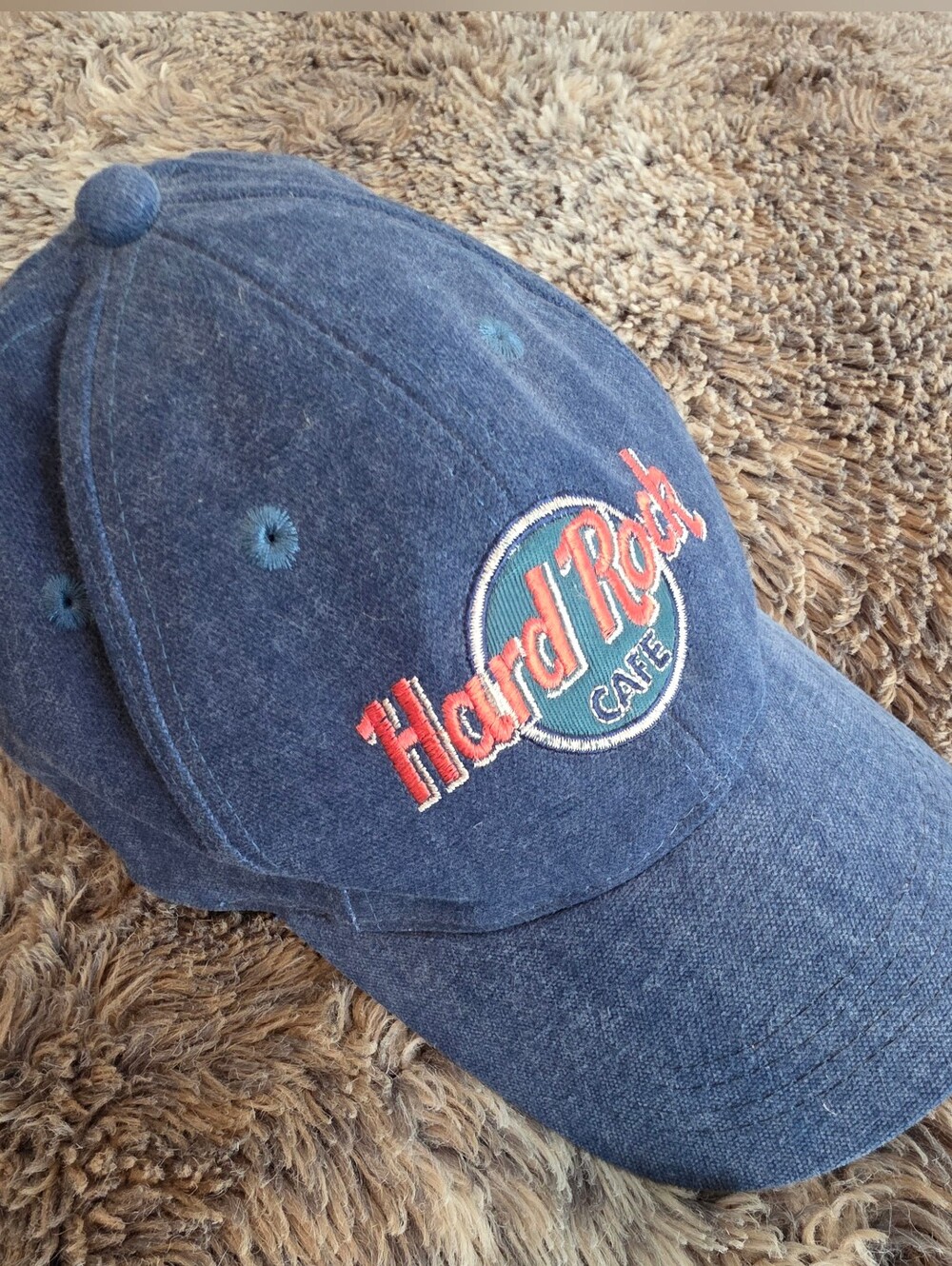 Hard Rock Cafe Blue Denim-Look Baseball Cap with Red Logo Cancun